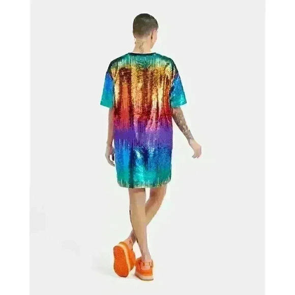 NEW! UGG Women's S All Gender Zoey Sequin Tee Dress Pride NWT $248 - Picture 2 of 4